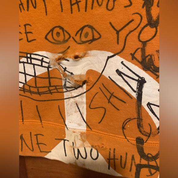 NWT Unique Snow Milk Orange White Blk PEACE Sweatshirt Hoodie Size Small (34-35) - Picture 7 of 10